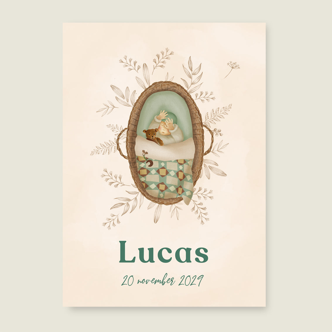 Print Baby Quilt Green