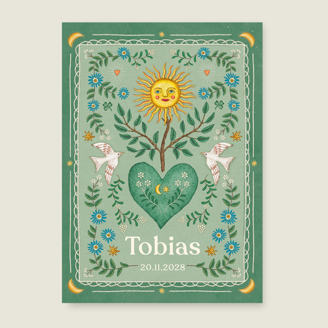 Sample Heart Bird Green