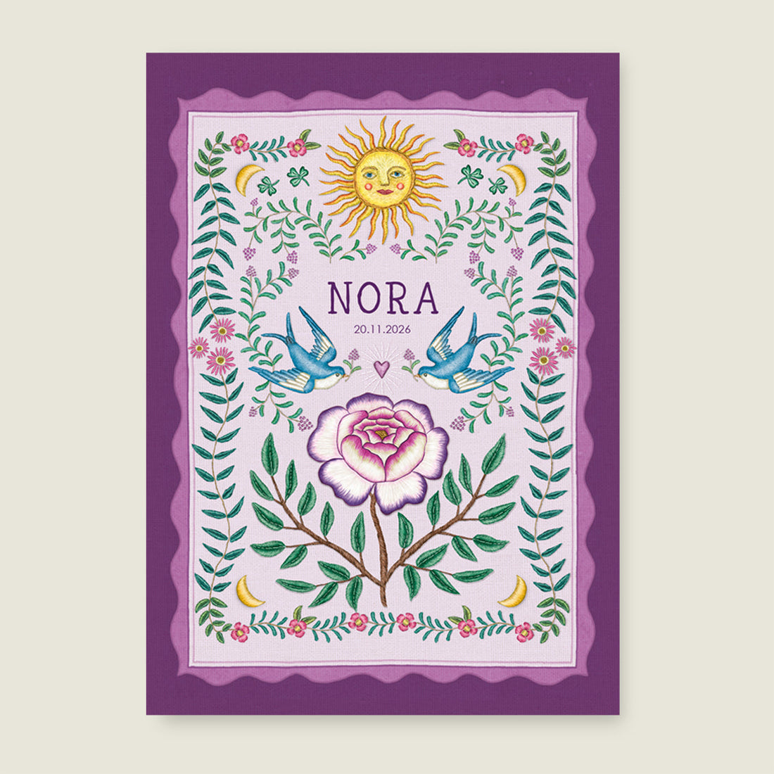 Print Sparrow birds purple - Story of July