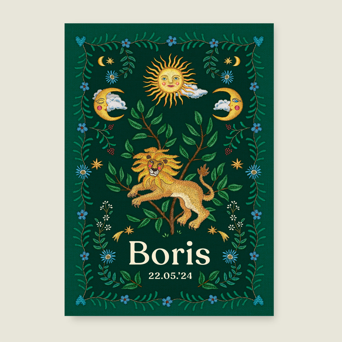 Sample Embroider Lion Dark Green