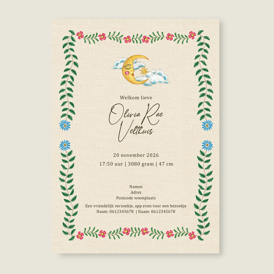 Sample Embroider Swan Heart Khaki - Story of July