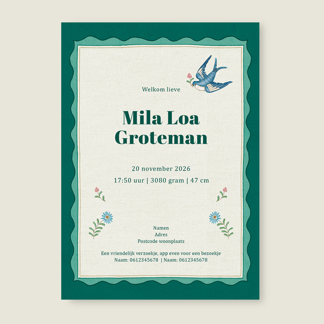 Sample Sparrow Birds Green - Story of July