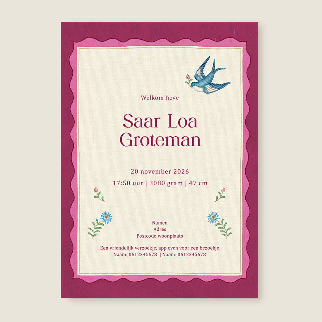 Sparrow Birds Pink - Story of July