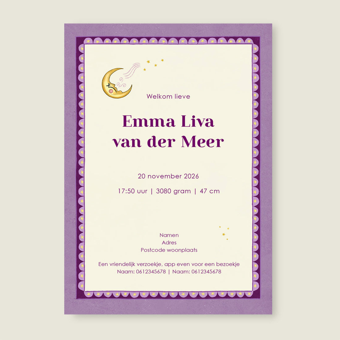 Sample Zebra Moon Paars - Story of July