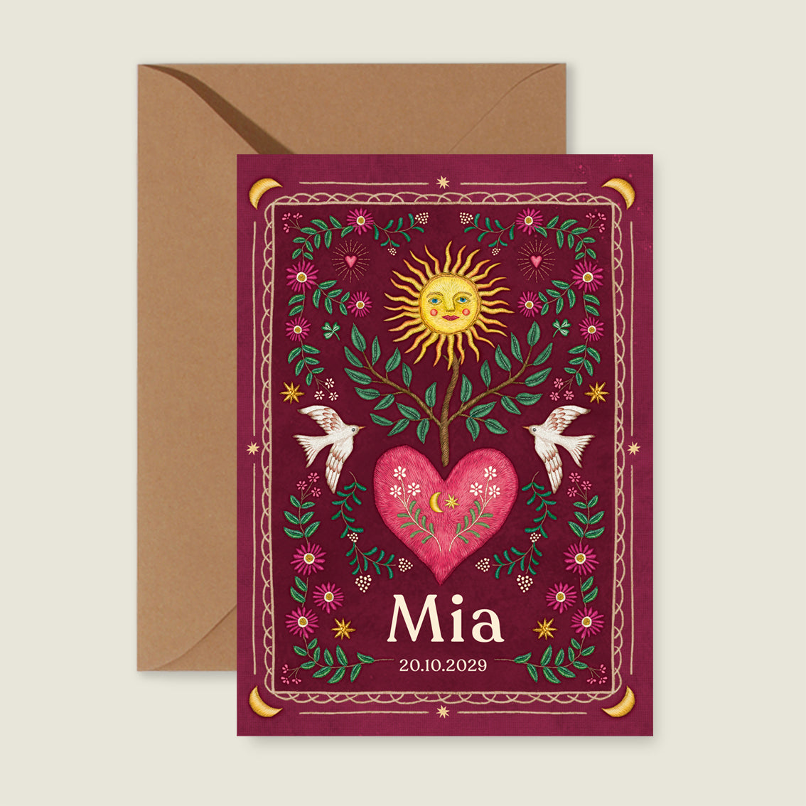 Sample Heart Bird Red