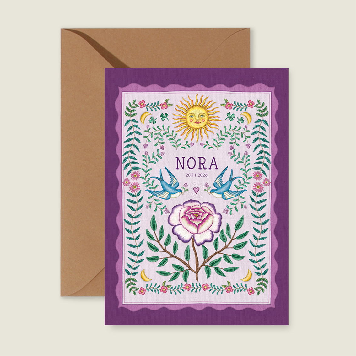 Sample Sparrow Birds Purple - Story of July