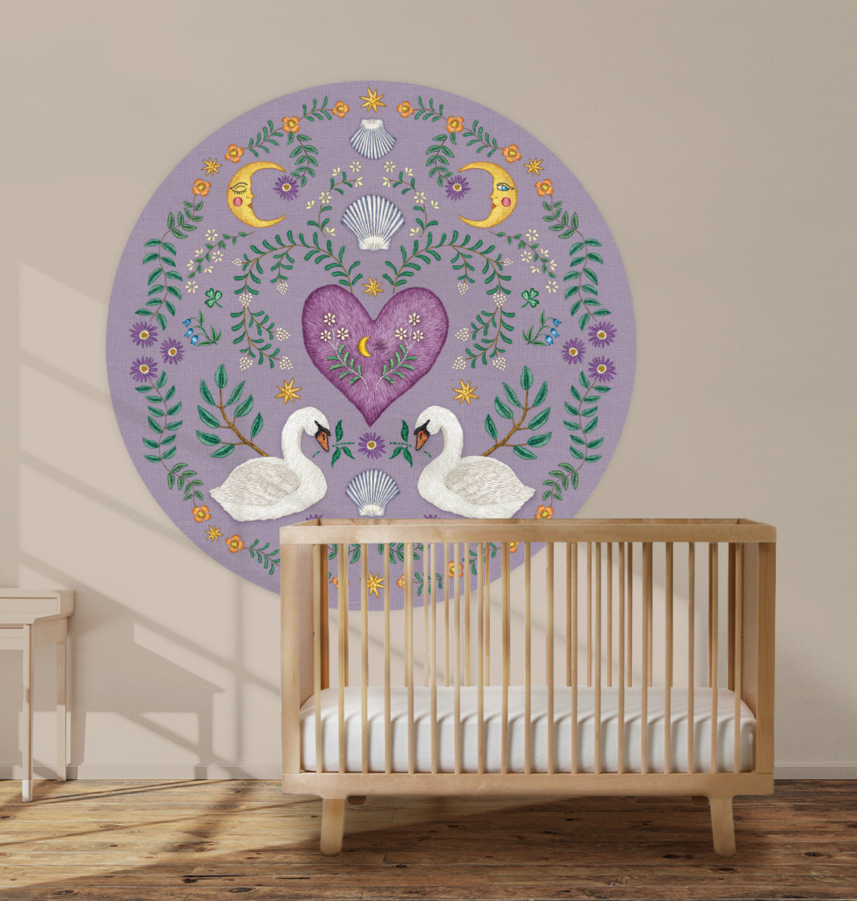 Behangcirkel Embroider Swan Purple - Story of July