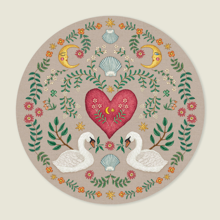 Behangcirkel Embroider Swan Khaki - Story of July