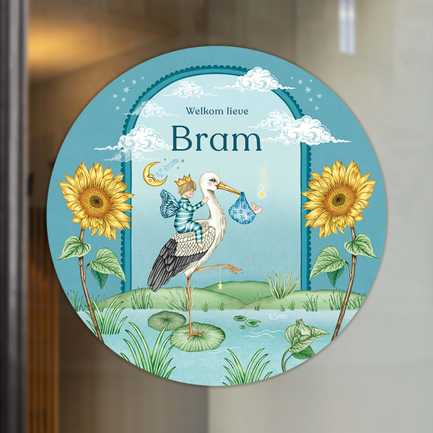 Raamsticker Stork & Baby Brother - Story of July