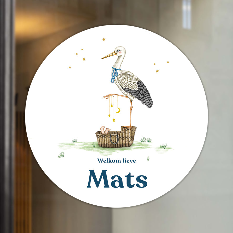 Raamsticker Stork Basket - Story of July