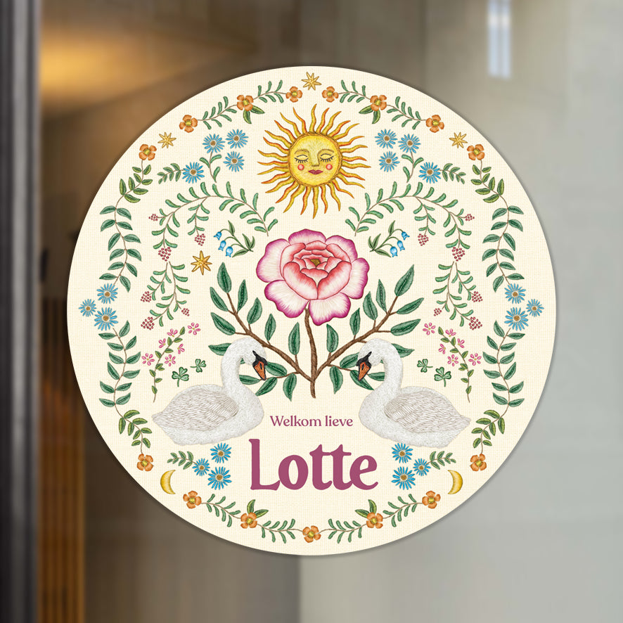 Raamsticker Swan Rose - Story of July