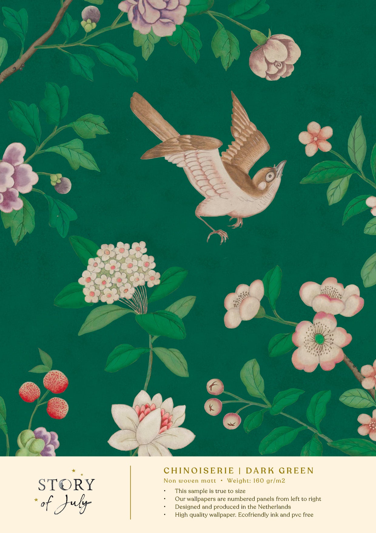 Behangsample Chinoiserie Darkgreen