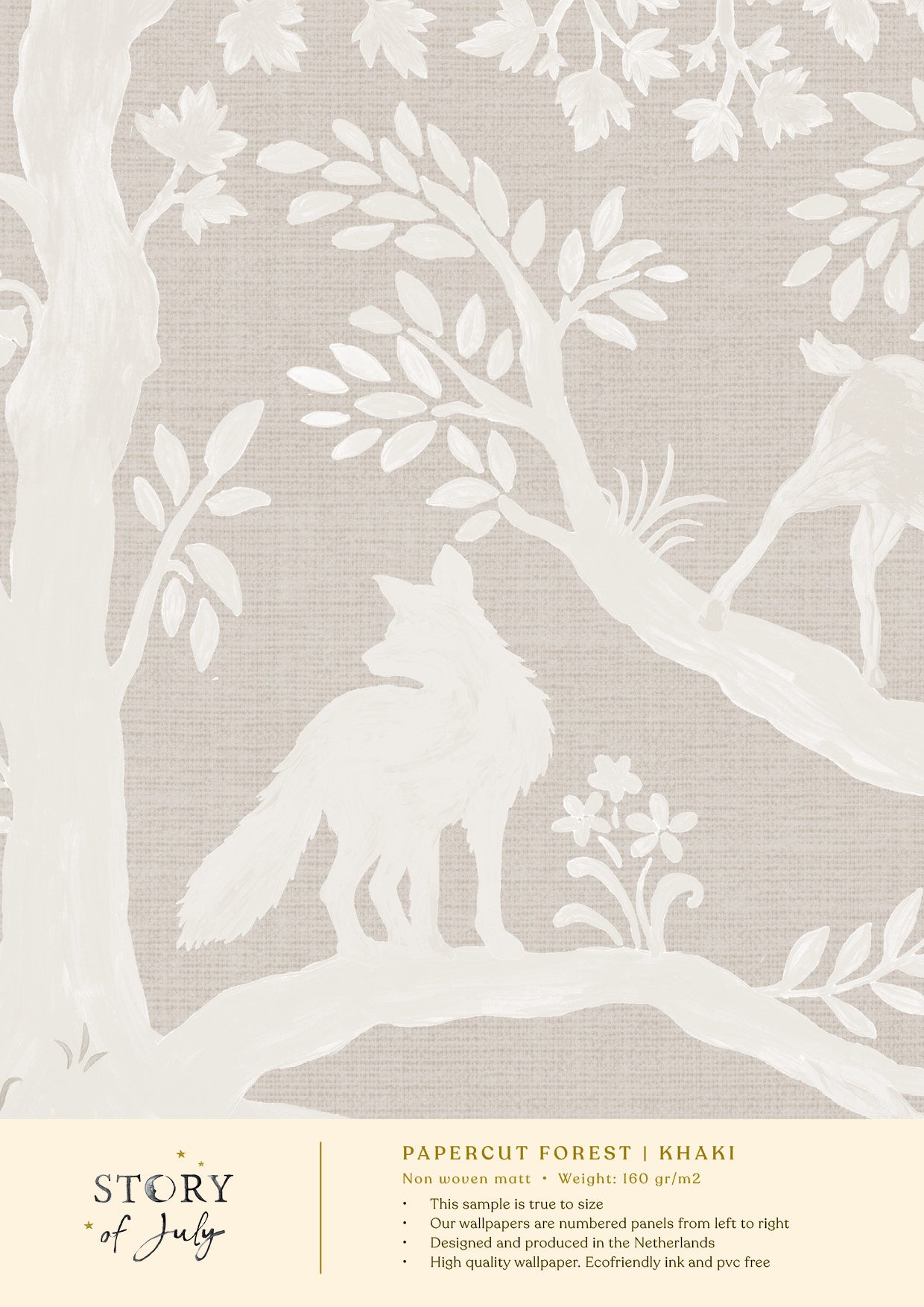 Behangsample Papercut Forest Khaki