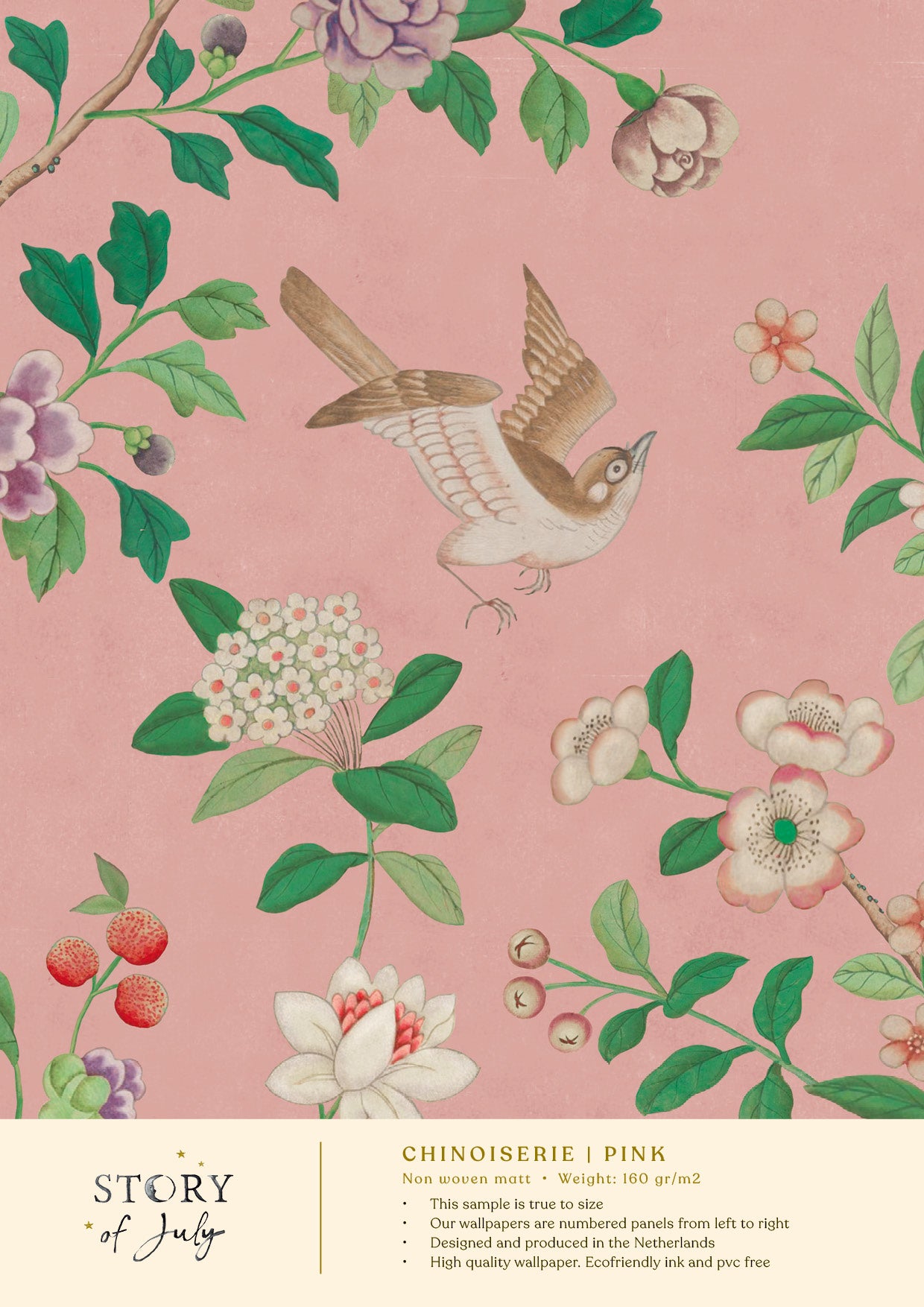 Behangsample Chinoiserie Pink