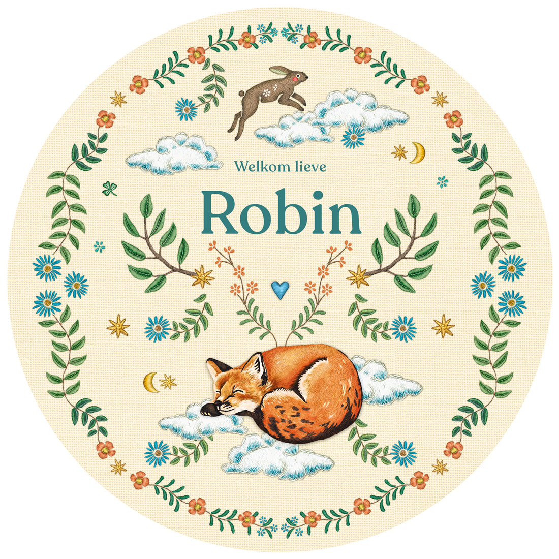 Tuinbord Embroider Rabbit offwhite - Story of July