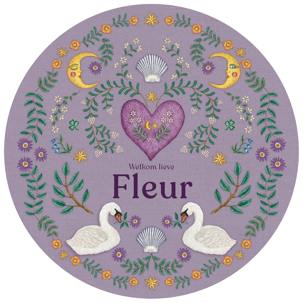 Tuinbord Embroider Swan Purple - Story of July