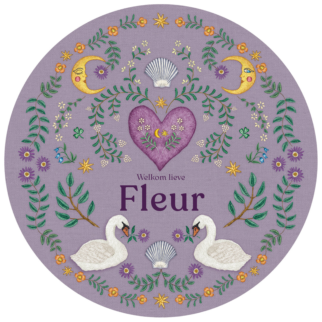 Tuinbord Embroider Swan Purple - Story of July