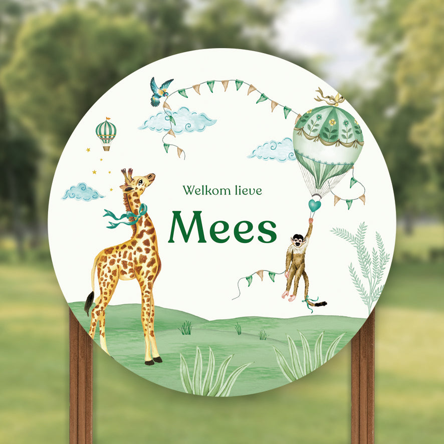 Tuinbord Monkey & Giraffe Green - Story of July