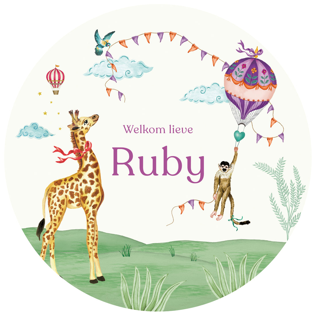 Tuinbord Monkey & Giraffe - Story of July