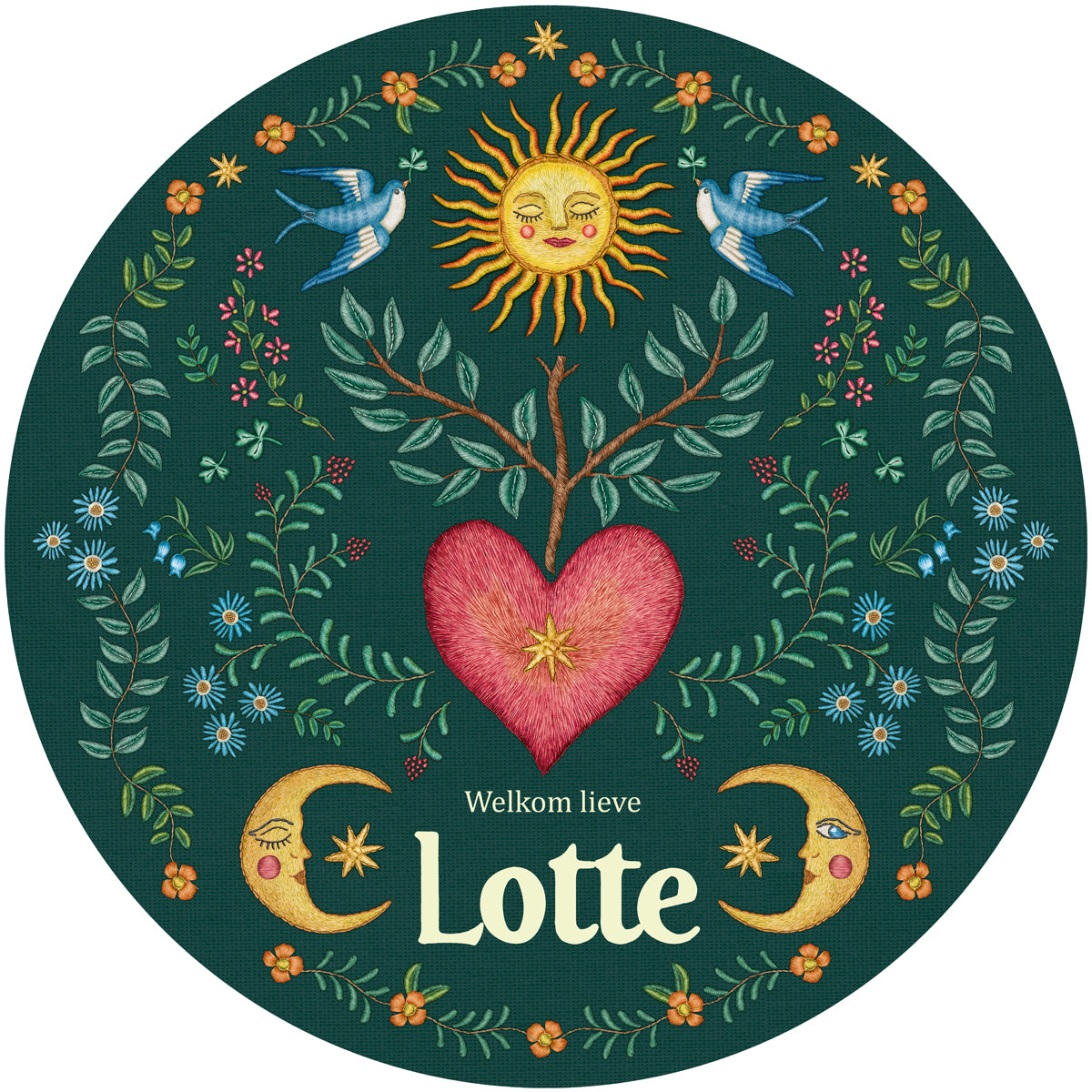 Tuinbord Embroider Heart Green - Story of July