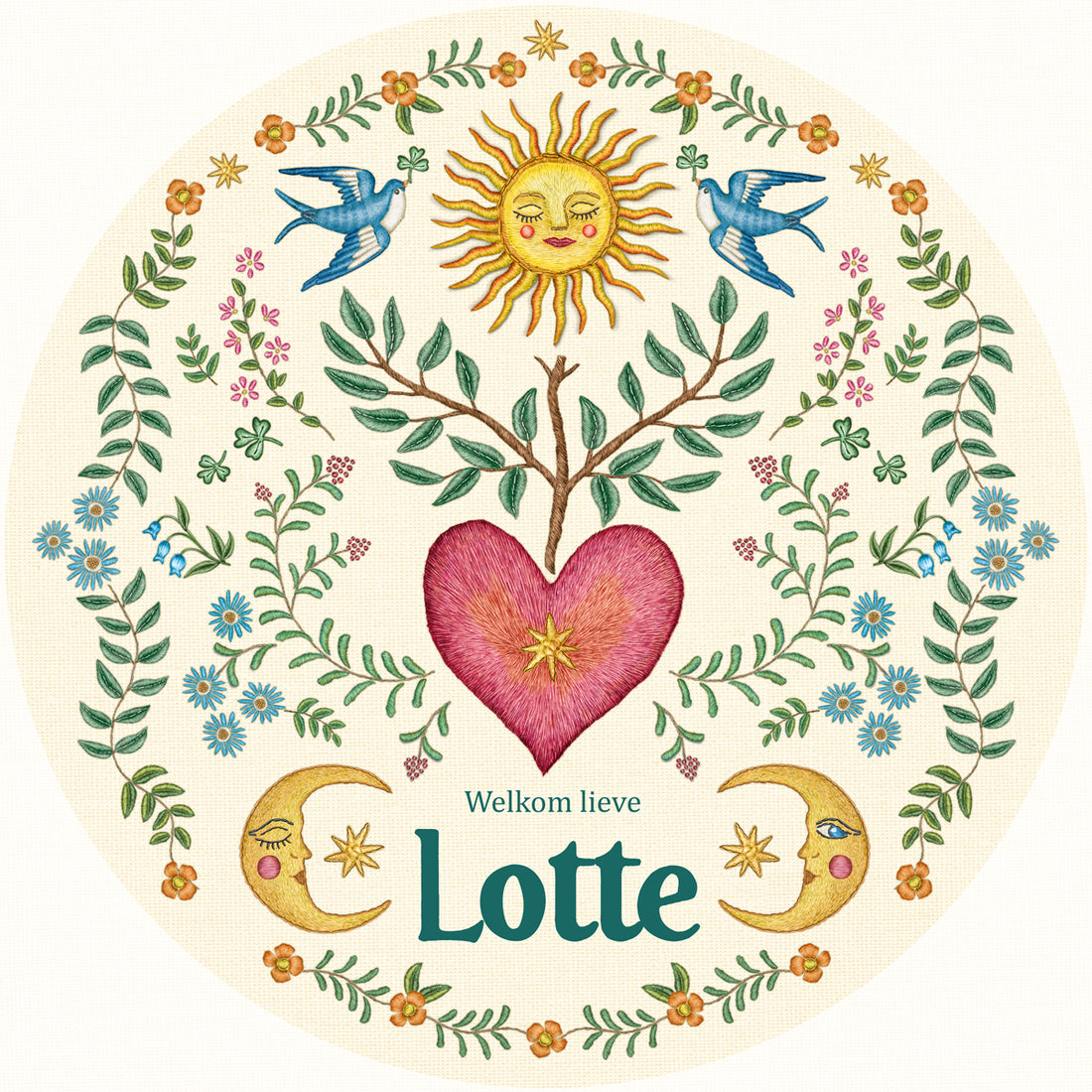 Tuinbord Embroider Heart - Story of July