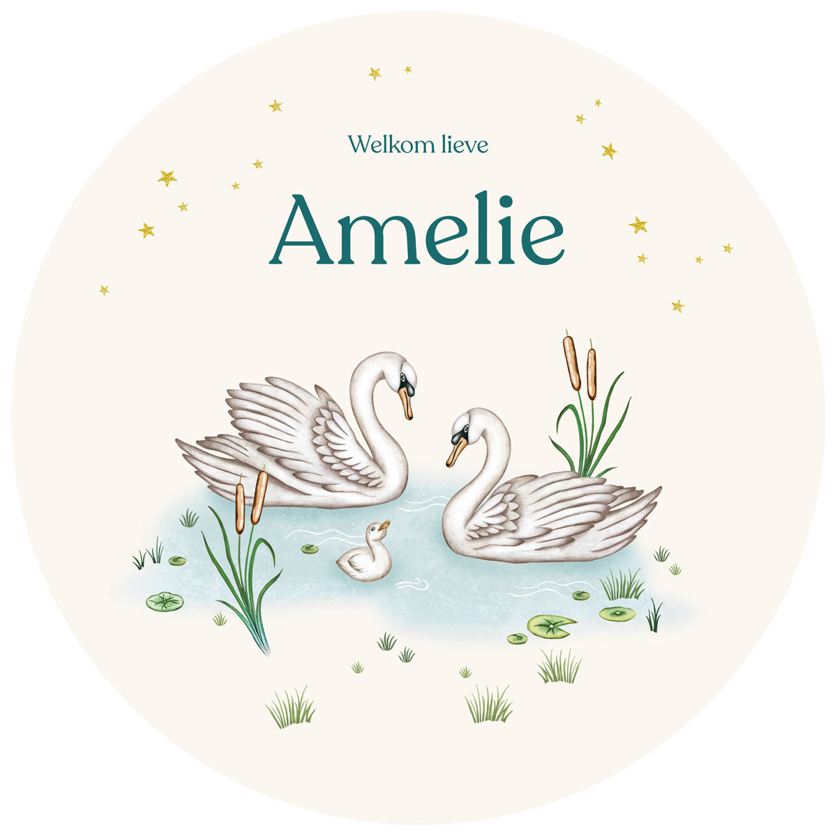 Raamsticker Swan Family - Story of July