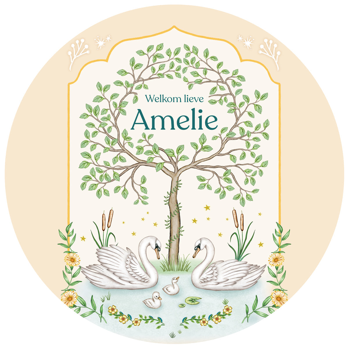 Raamsticker Swan Tree - Story of July