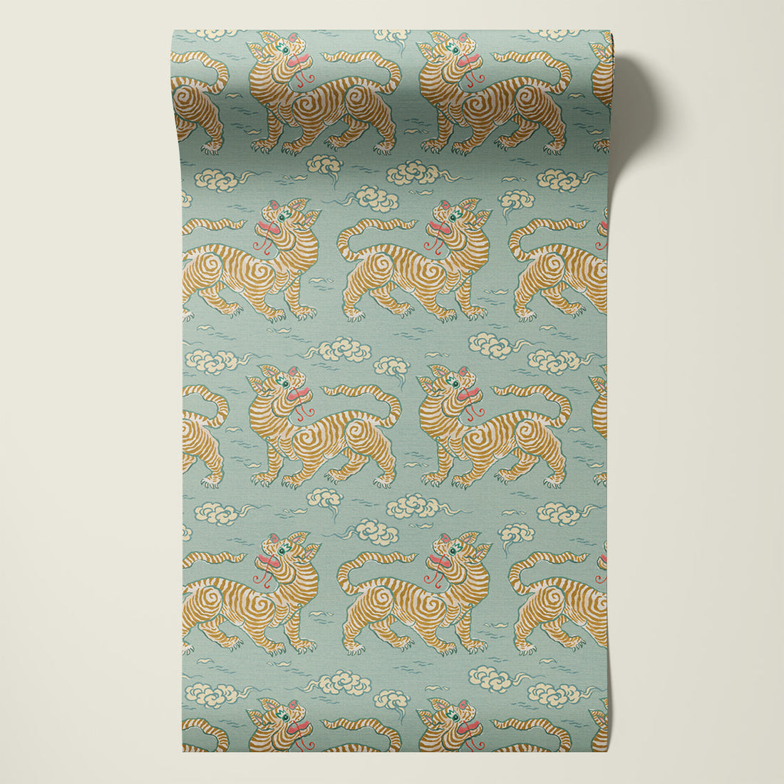 Behangsample Vintage Tigers Blue