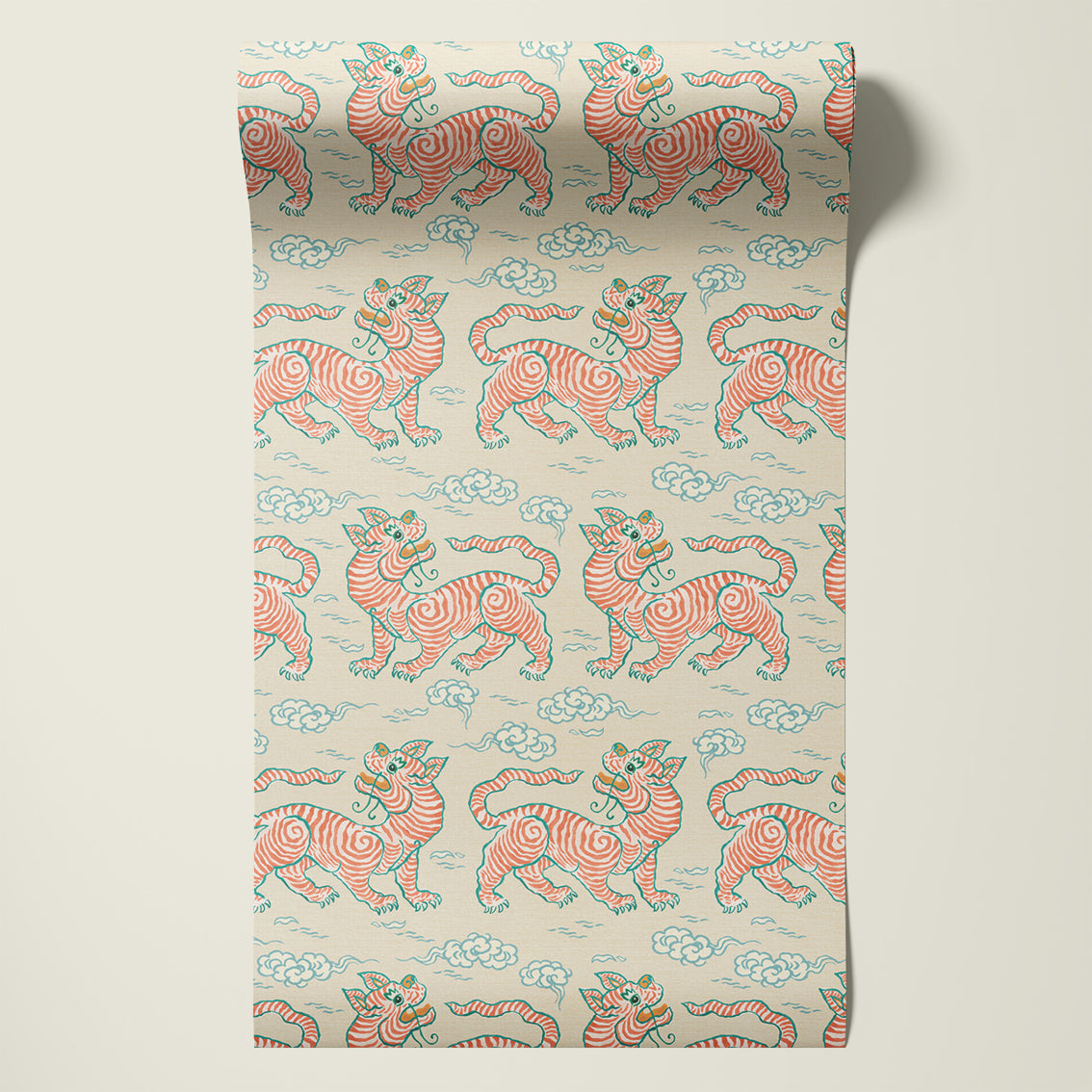 Behangsample Vintage Tigers Terra