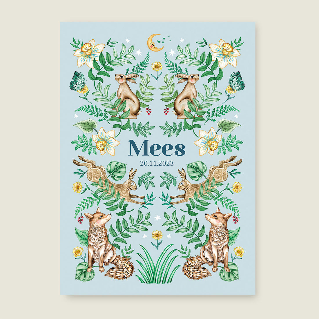 Print Bos dieren light blue - Story of July