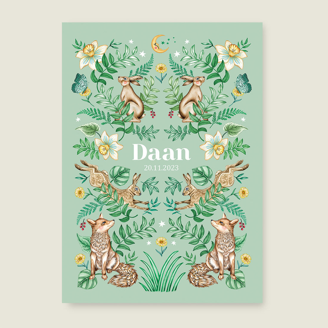 Print Bos dieren light green - Story of July