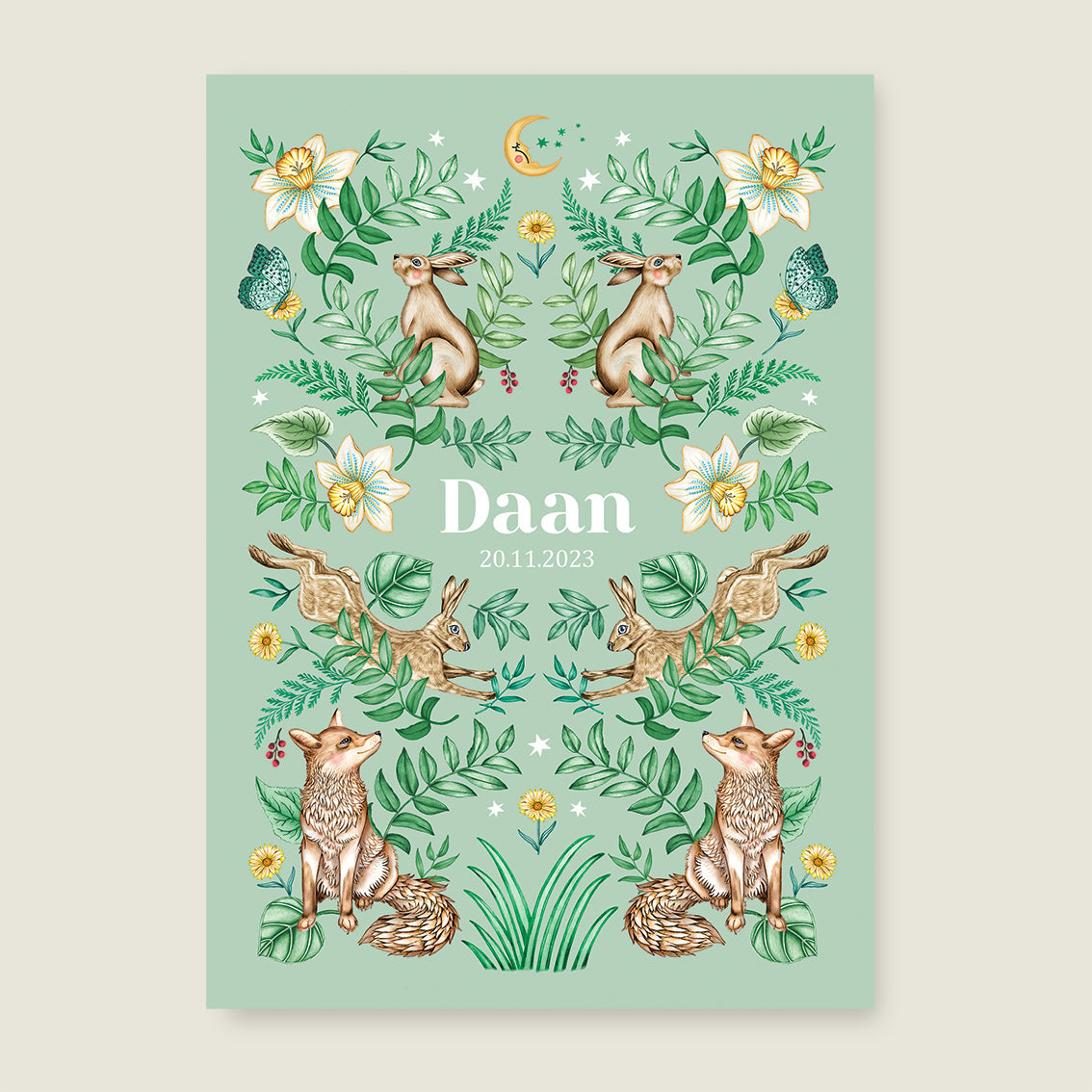 Print Bos dieren light green - Story of July