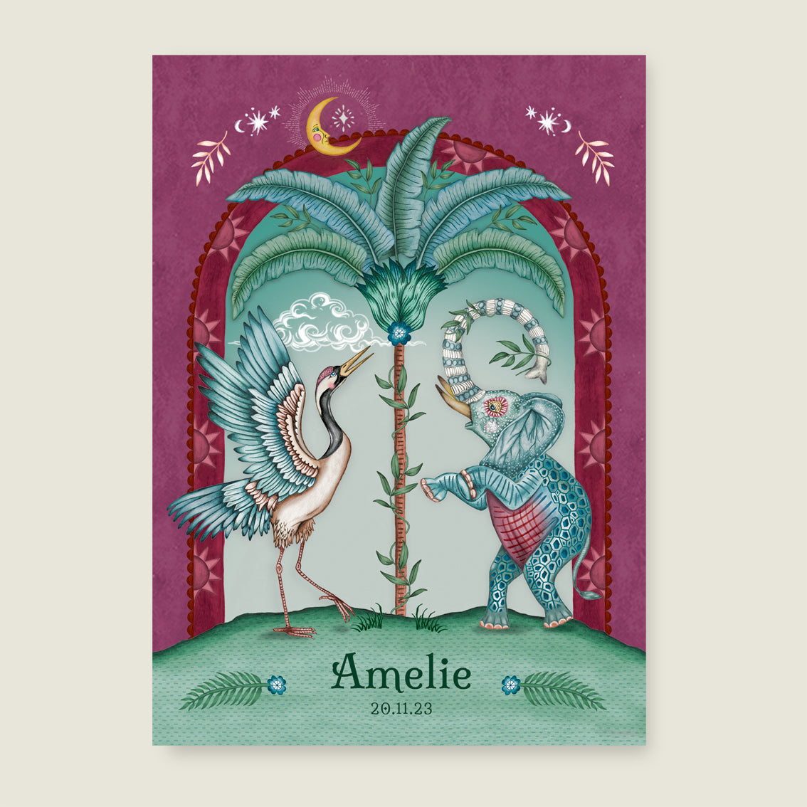 Sample Cranebird And Elephant Red - Story of July