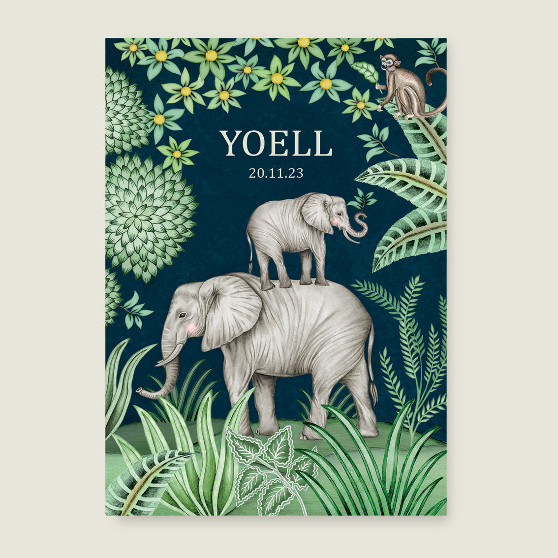 Print Cute elephant dark blue - Story of July