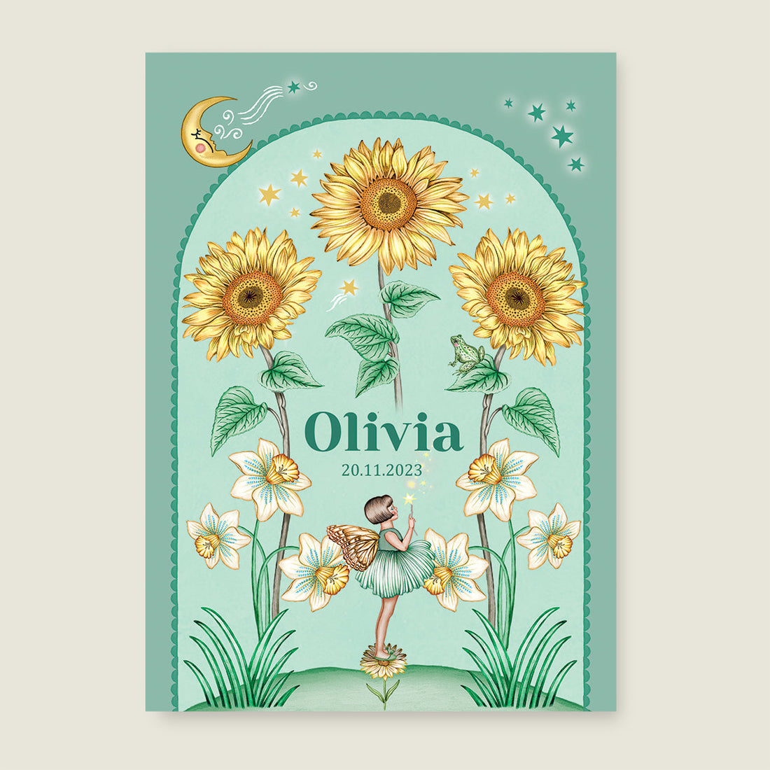 Print Sun flowers light green - Story of July