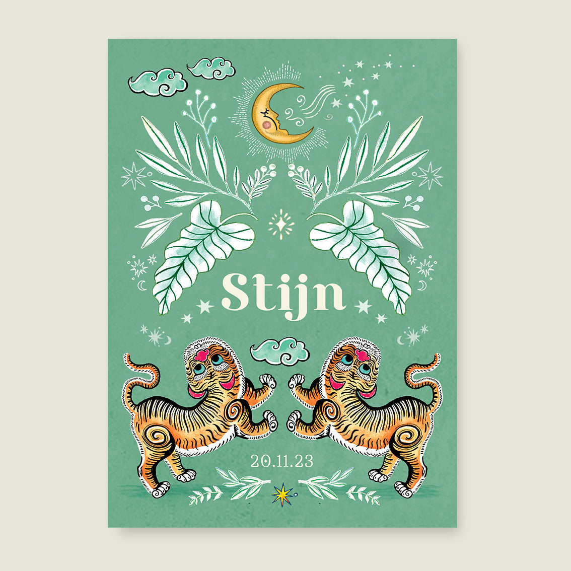 Sample Two Pretty Tigers Groen - Story of July