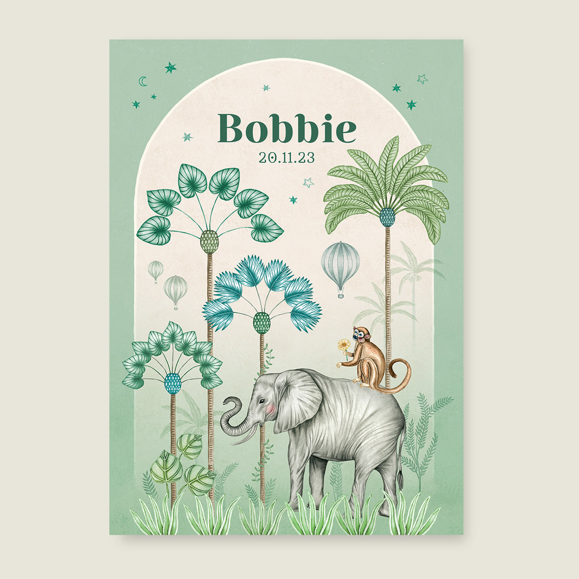 Print Elephant palms green - Story of July