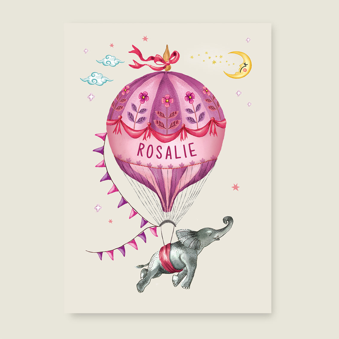 Print Elephant balloon lila - Story of July