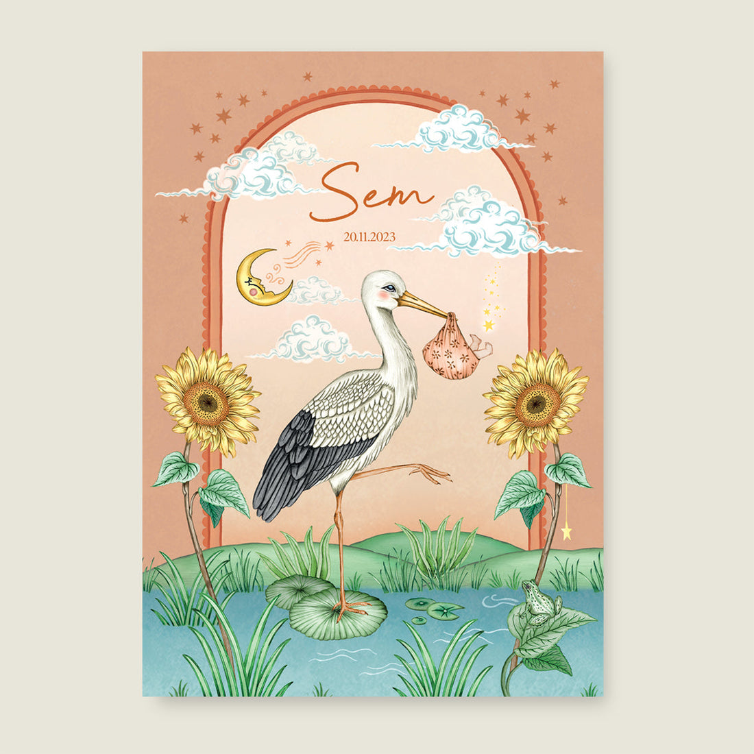 Print Stork and baby Terra - Story of July