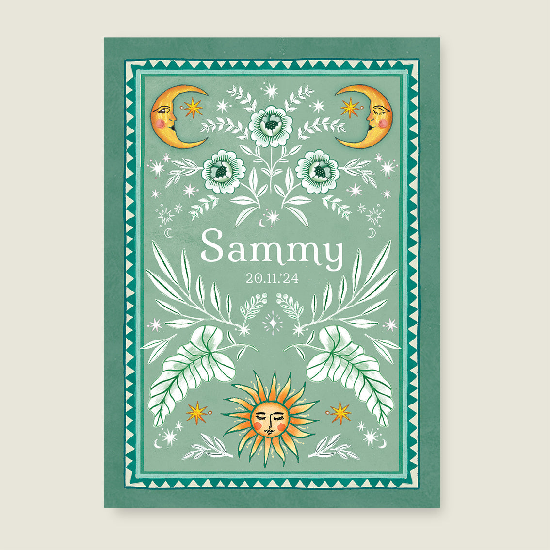 Print To the moon light green - Story of July