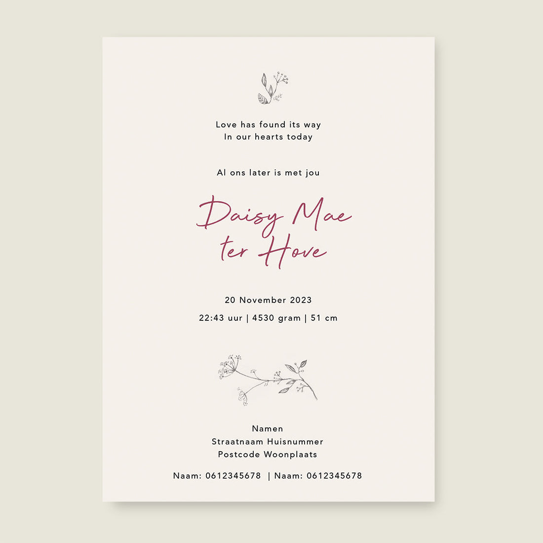 Sample Swan Flowers Family Offwhite - Story of July