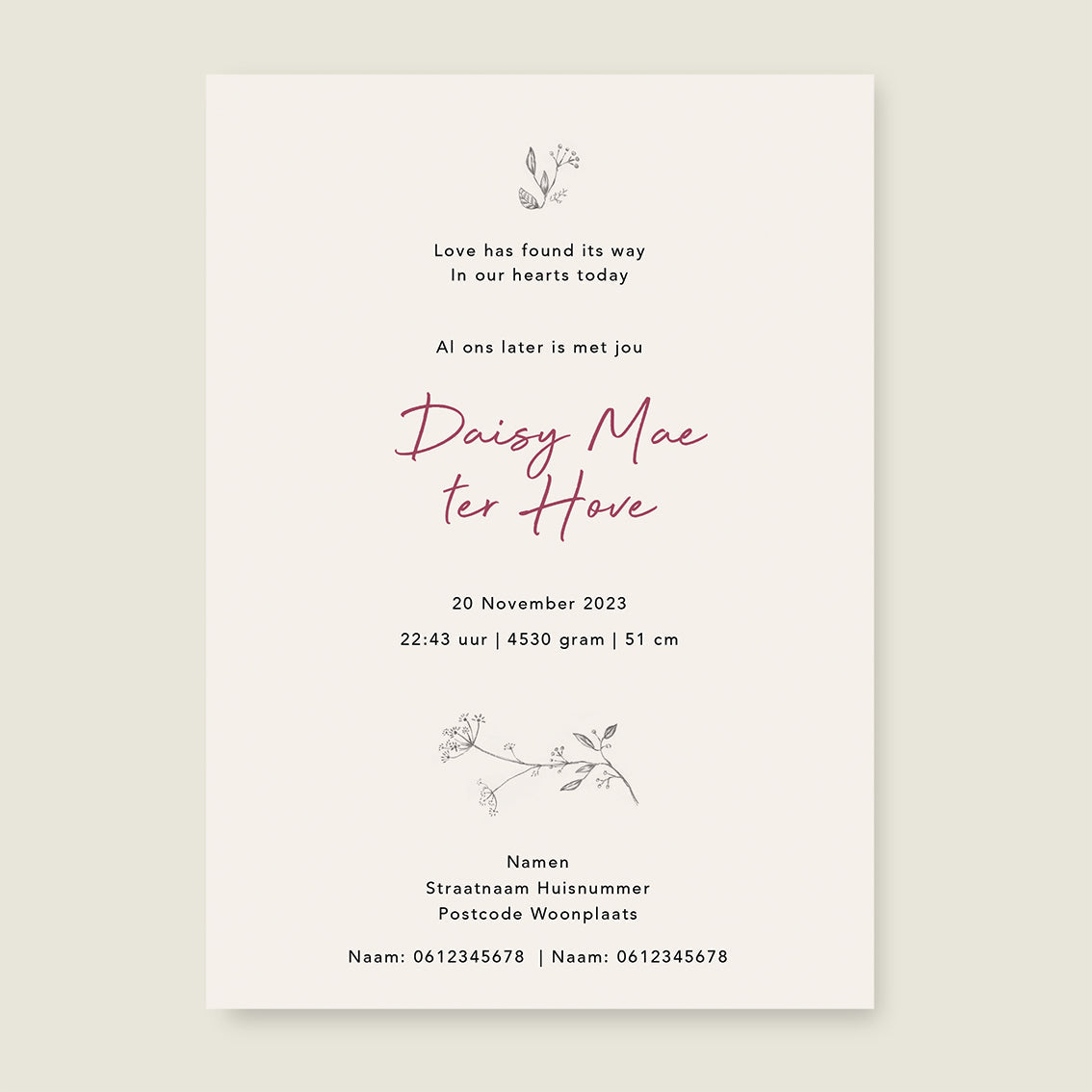 Sample Swan Flowers Family Offwhite - Story of July