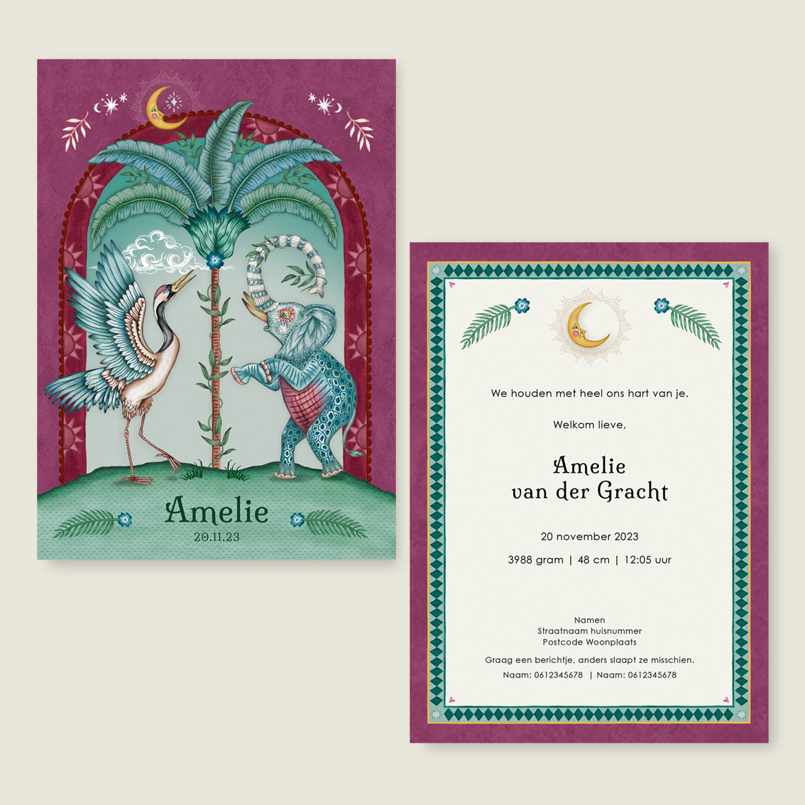 Sample Cranebird And Elephant Red - Story of July