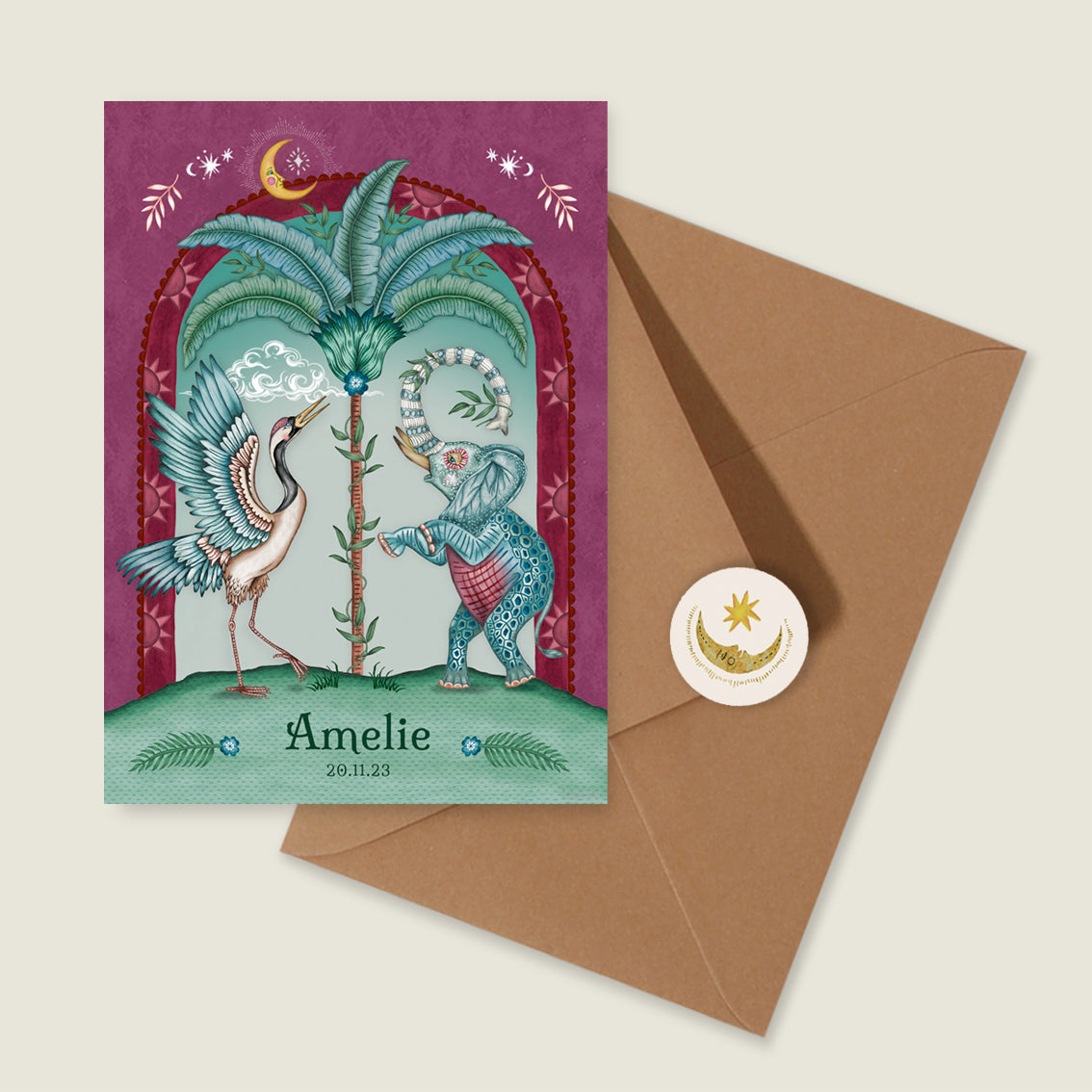 Sample Cranebird And Elephant Red - Story of July