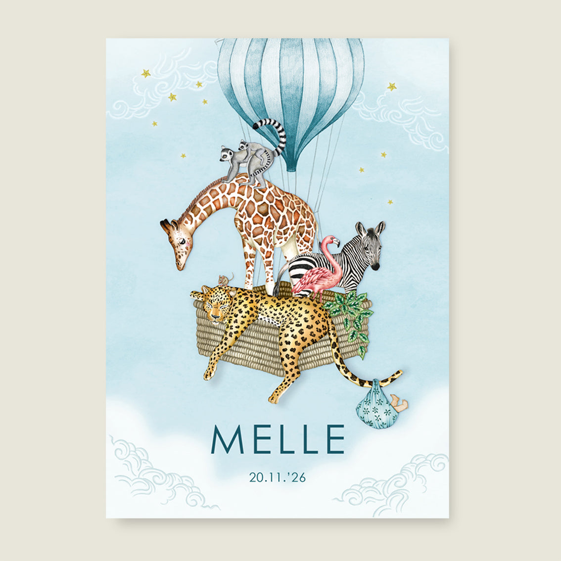 Print Animal balloon blue - Story of July