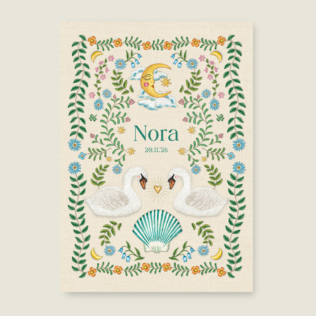 Embroider Swan Offwhite - Story of July