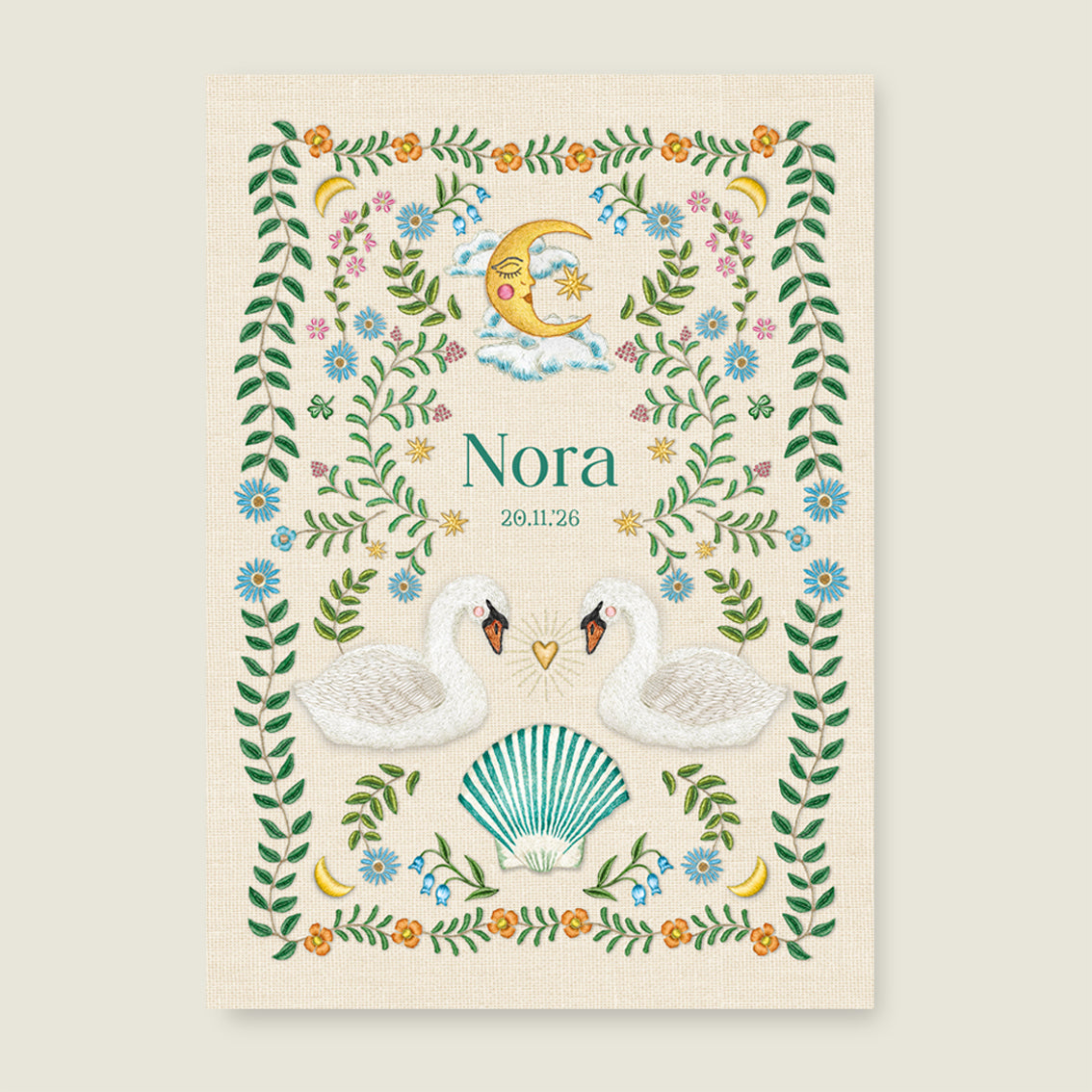 Embroider Swan Offwhite - Story of July