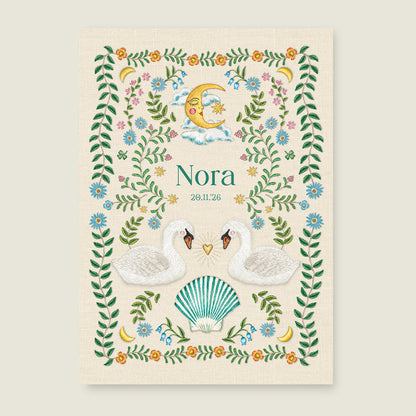 Sample Embroider Swan Offwhite - Story of July