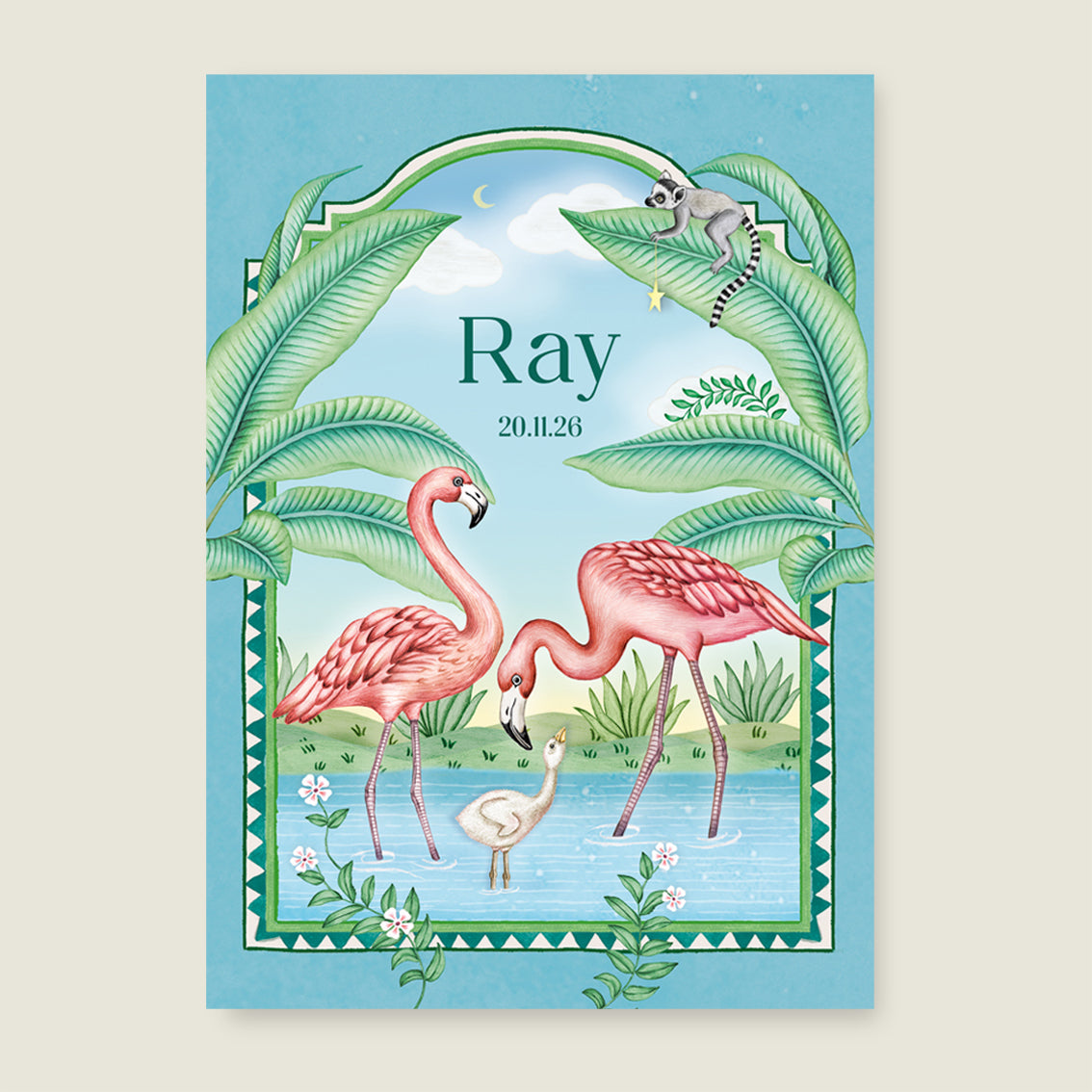 Print Flamingo family blue - Story of July