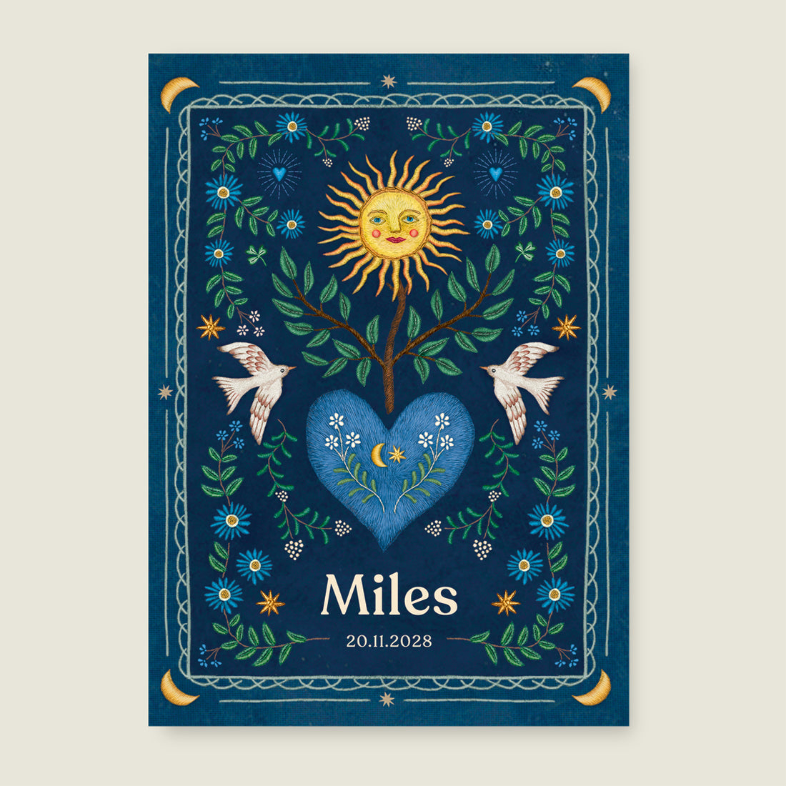 Heart Bird Dark Blue